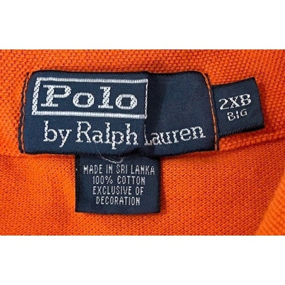 Vintage Polo Ralph Lauren Polo Shirt Men 2XB Big orange Embroidered Crest Pocket - Picture 2 of 8